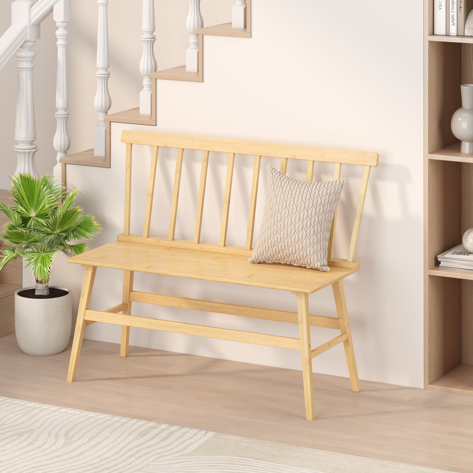 Amazon.com: Wisuce Bamboo Dining Bench, Entryway Bench with